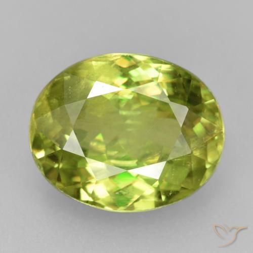 3.72캐럿 천연 따뜻한 포레스트 그린 스펜(티타나이트), 타원형 컷, 10.6×8.6 mm, VS