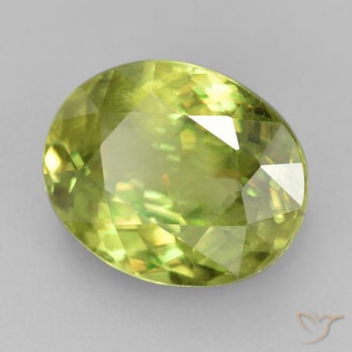 3.72캐럿 천연 따뜻한 포레스트 그린 스펜(티타나이트), 타원형 컷, 10.6×8.6 mm, VS