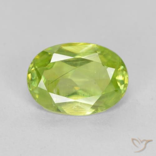 0.98ct 자연스러운 활기찬 황록색 스피네, 타원형, VS-SI