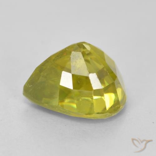 2.52캐럿 천연 녹빛 옐로우 스펜(티타나이트), 배 모양, 8.5×7.6 mm, VS
