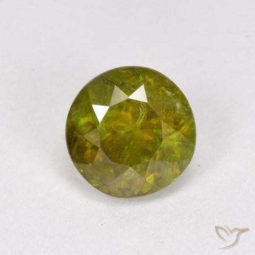 0.95ct 자연스러운 황록색 스피네, 둥근, VS-SI