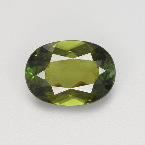 1.07캐럿 천연 딥 어스 그린 스펜(티타나이트), 타원형 컷, 7.9×5.8 mm, VVS-VS