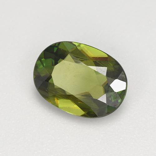 1.07캐럿 천연 딥 어스 그린 스펜(티타나이트), 타원형 컷, 7.9×5.8 mm, VVS-VS