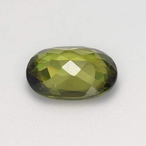 1.07캐럿 천연 딥 어스 그린 스펜(티타나이트), 타원형 컷, 7.9×5.8 mm, VVS-VS