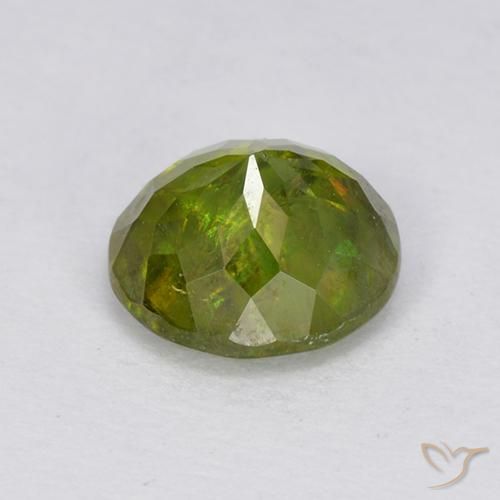 1.21캐럿 천연 미디엄 그린 스펜(티타나이트), 라운드 컷, 6.39 mm, VS-SI