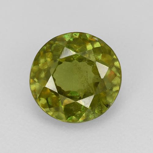 0.79캐럿 천연 미디엄 그린 스펜(티타나이트), 라운드 컷, 5.74 mm, VS