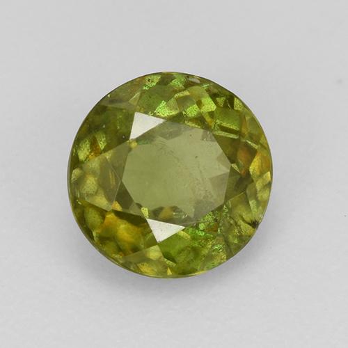 0.79캐럿 천연 미디엄 그린 스펜(티타나이트), 라운드 컷, 5.74 mm, VS