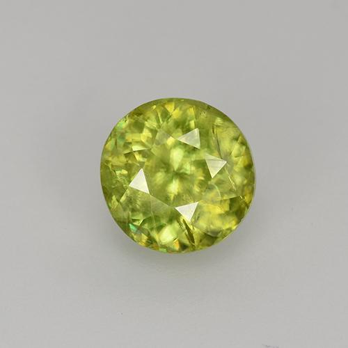 1.13캐럿 천연 담황색 스펜(티타나이트), 라운드 컷, 6.17 mm, VS-SI