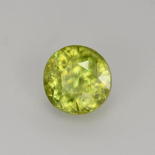 1.13캐럿 천연 담황색 스펜(티타나이트), 라운드 컷, 6.17 mm, VS-SI