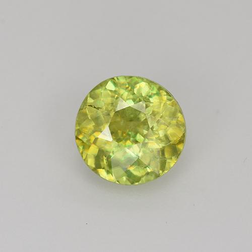 0.96캐럿 천연 담황색 스펜(티타나이트), 라운드 컷, 6.16 mm, VS-SI