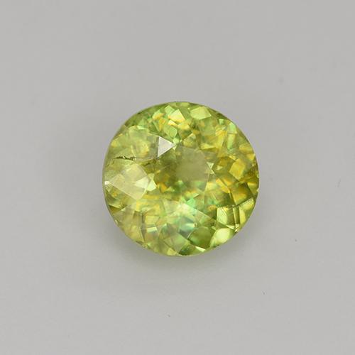 0.96캐럿 천연 담황색 스펜(티타나이트), 라운드 컷, 6.16 mm, VS-SI