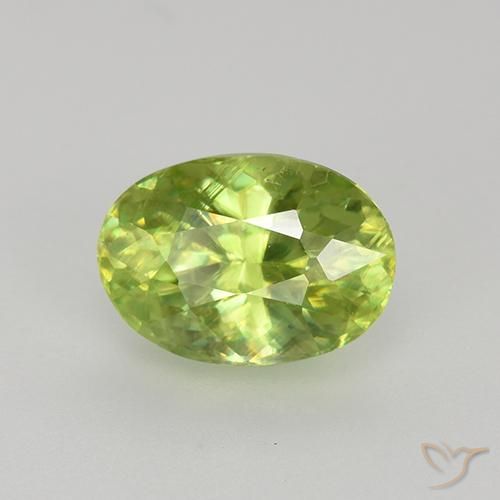 1.34캐럿 천연 라이트 생기 있는 그린 스펜(티타나이트), 타원형 컷, 7.7×5.5 mm, VS-SI