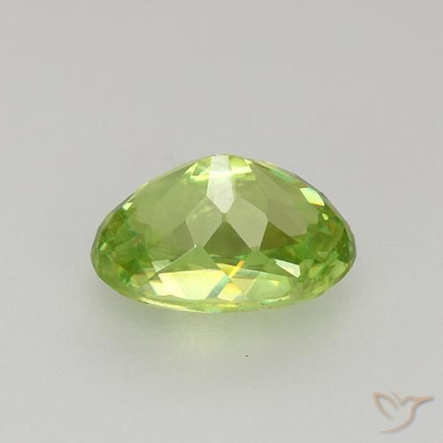 1.34캐럿 천연 라이트 생기 있는 그린 스펜(티타나이트), 타원형 컷, 7.7×5.5 mm, VS-SI