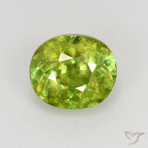1.08ct 자연스러운 활기찬 황록색 스피네, 타원형, VS-SI