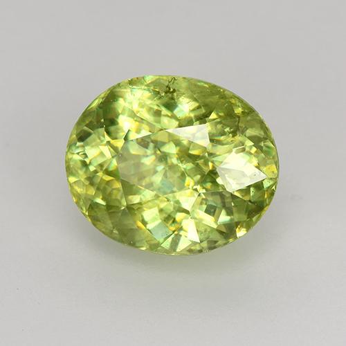 1.68캐럿 천연 라이트 옐로우 스펜(티타나이트), 타원형 컷, 7.7×6.5 mm, VS-SI
