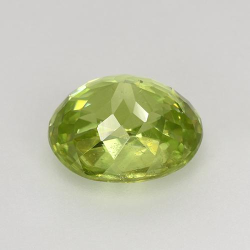 1.68캐럿 천연 라이트 옐로우 스펜(티타나이트), 타원형 컷, 7.7×6.5 mm, VS-SI