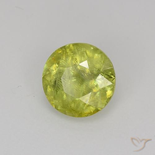 1.18캐럿 천연 담황색 스펜(티타나이트), 라운드 컷, 6.67 mm, VS-SI