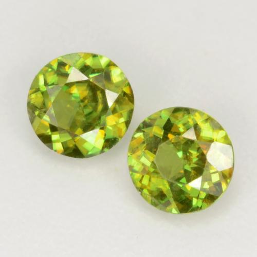0.58캐럿 천연 밝은 그린 스펜(티타나이트) 보석, 라운드 컷, 4.16 mm, VS