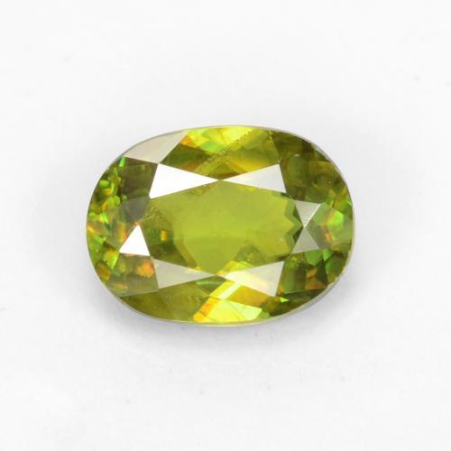 0.56캐럿 천연 따뜻한 흙빛 녹색 스펜(티타나이트), 타원형 컷, 5.8×4.3 mm, VS-SI