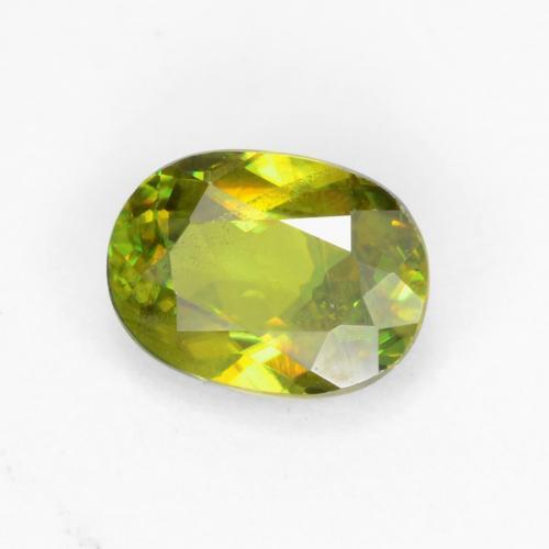 0.56캐럿 천연 따뜻한 흙빛 녹색 스펜(티타나이트), 타원형 컷, 5.8×4.3 mm, VS-SI