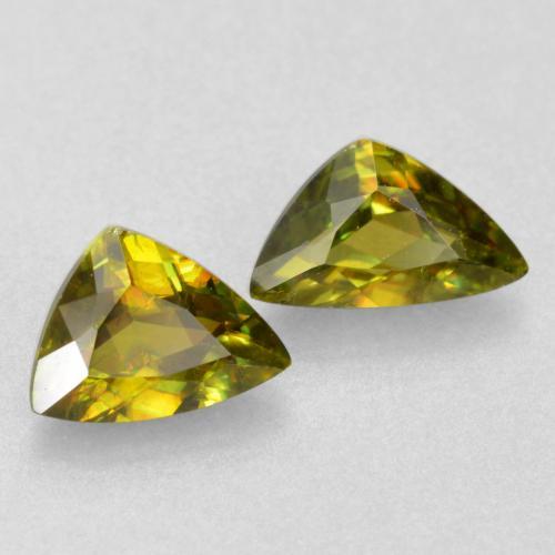 0.75캐럿 천연 따뜻한 흙빛 녹색 스펜(티타나이트) 보석, 트릴리언, 6×3.6 mm, VS-SI