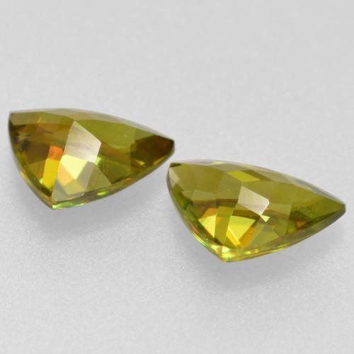 0.75캐럿 천연 따뜻한 흙빛 녹색 스펜(티타나이트) 보석, 트릴리언, 6×3.6 mm, VS-SI