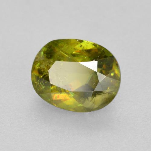 0.54캐럿 천연 미디엄 그린 스펜(티타나이트), 타원형 컷, 5.5×4.4 mm, VS-SI