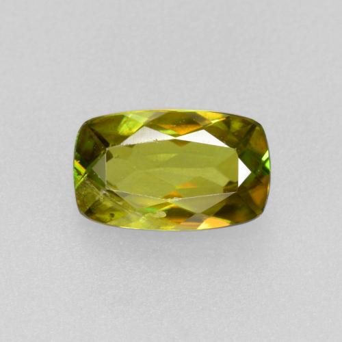 0.50캐럿 천연 미디엄 그린 스펜(티타나이트), 쿠션 컷, 6.3×3.9 mm, VS-SI