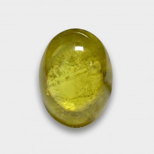 3.88캐럿 천연 미디엄 옐로우 스펜(티타나이트), 타원형 컷, 10.8×8.1 mm, 투명한