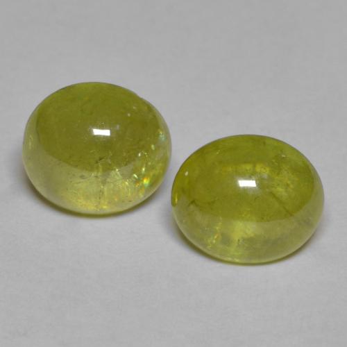 3.75캐럿 천연 미디엄 옐로우 스펜(티타나이트) 보석, 타원형 컷, 7.5×6.8 mm, 투명한