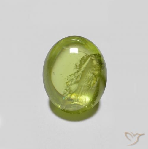 1.59캐럿 천연 생기 있는 그린 스펜(티타나이트), 타원형 컷, 7.5×6 mm, 투명한