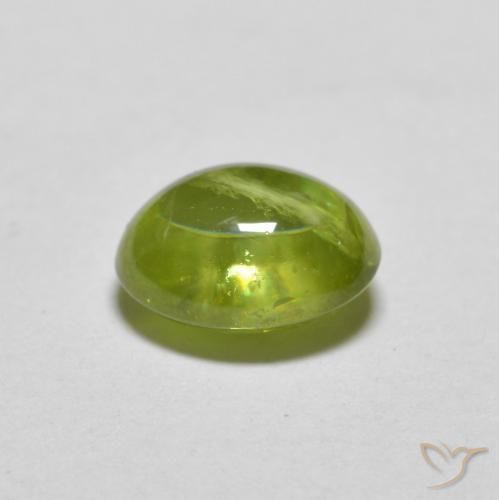 1.59캐럿 천연 생기 있는 그린 스펜(티타나이트), 타원형 컷, 7.5×6 mm, 투명한