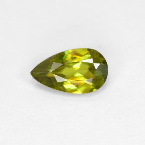 0.39캐럿 천연 노란빛 그린 스펜(티타나이트), 배 모양, 6.2×3.6 mm, VS