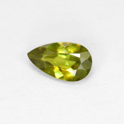 0.39캐럿 천연 노란빛 그린 스펜(티타나이트), 배 모양, 6.2×3.6 mm, VS
