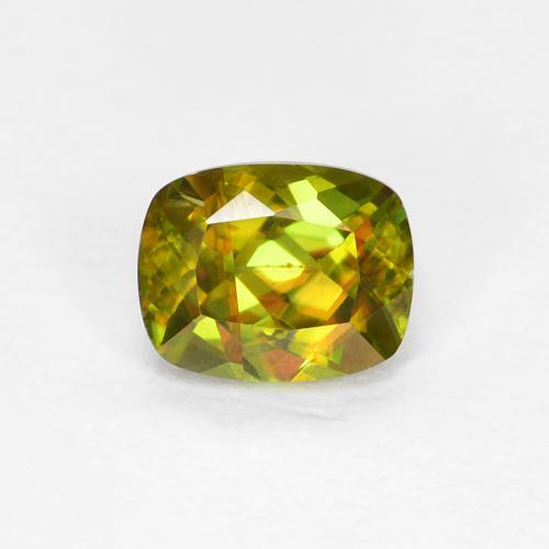 0.45캐럿 천연 미디엄 그린 스펜(티타나이트), 쿠션 컷, 4.8×3.9 mm, VS