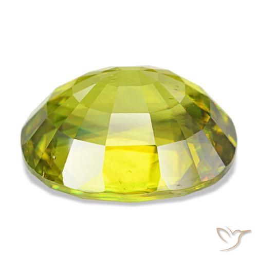 13.27캐럿 천연 노란빛 그린 스펜(티타나이트), 타원형 컷, 15.4×13.4 mm, VS