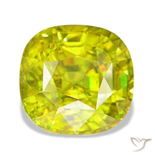 4.65캐럿 천연 따뜻한 포레스트 그린 스펜(티타나이트), 쿠션 컷, 9.6×9.3 mm, VS