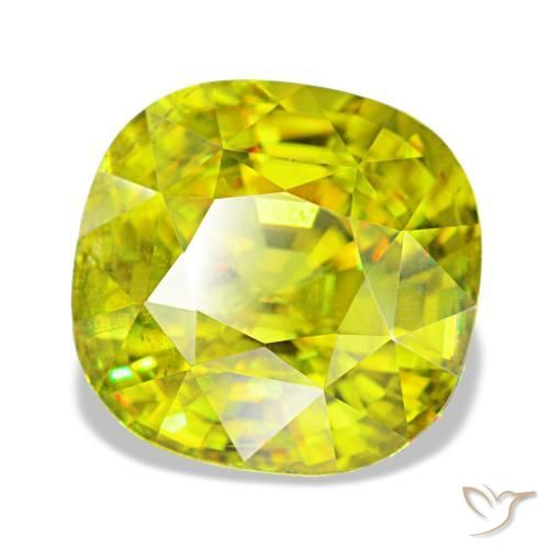 4.65캐럿 천연 따뜻한 포레스트 그린 스펜(티타나이트), 쿠션 컷, 9.6×9.3 mm, VS