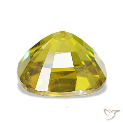 4.65캐럿 천연 따뜻한 포레스트 그린 스펜(티타나이트), 쿠션 컷, 9.6×9.3 mm, VS