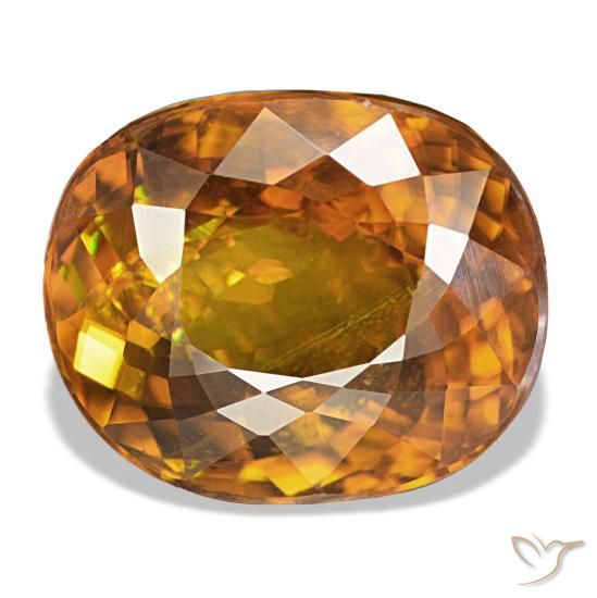 7.40캐럿 천연 미디엄 오렌지 스펜(티타나이트), 타원형 컷, 12.2×10 mm, VS