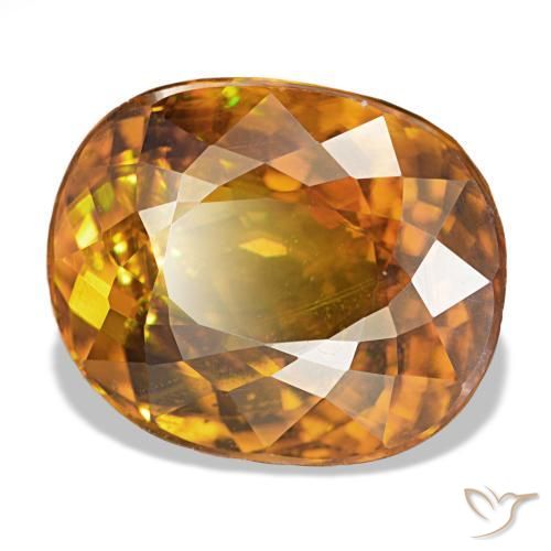 7.40캐럿 천연 미디엄 오렌지 스펜(티타나이트), 타원형 컷, 12.2×10 mm, VS
