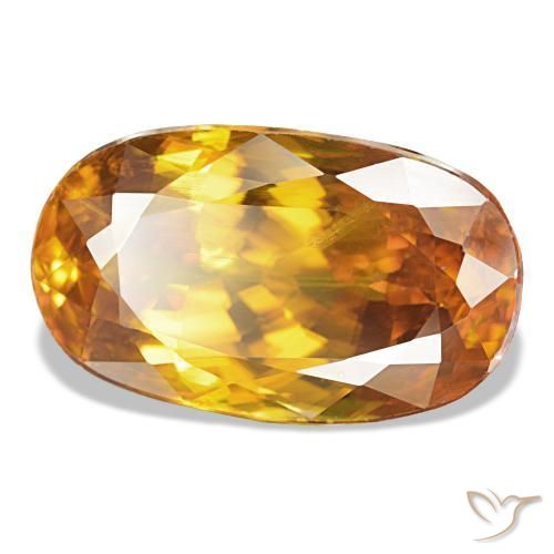 5.98캐럿 천연 딥 오렌지 스펜(티타나이트), 타원형 컷, 13.6×8.1 mm, VS