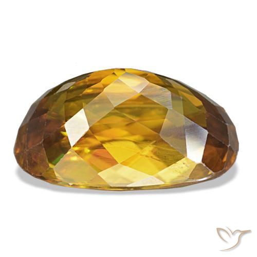 5.98캐럿 천연 딥 오렌지 스펜(티타나이트), 타원형 컷, 13.6×8.1 mm, VS