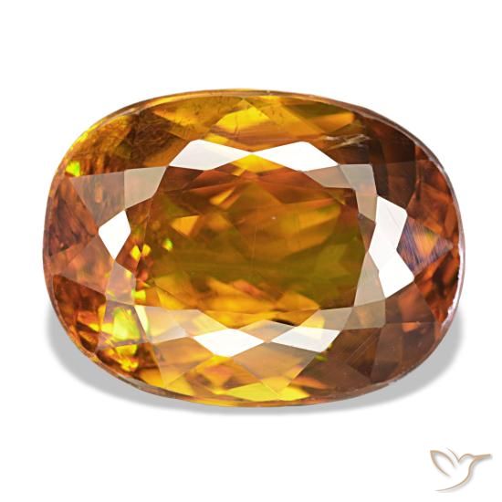 6.02캐럿 천연 어스 오렌지 스펜(티타나이트), 타원형 컷, 12.5×9.4 mm, VS