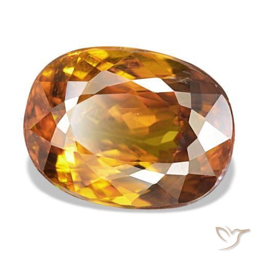 6.02캐럿 천연 어스 오렌지 스펜(티타나이트), 타원형 컷, 12.5×9.4 mm, VS