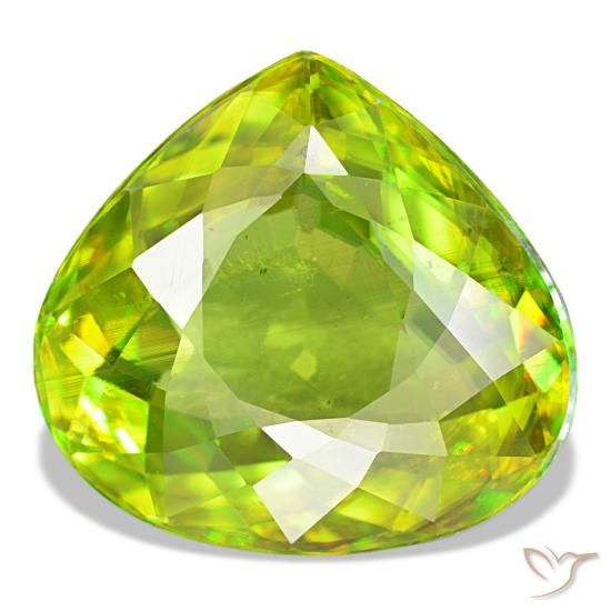 8.29캐럿 천연 밝은 그린 스펜(티타나이트), 배 모양, 13.9×12.8 mm, VS