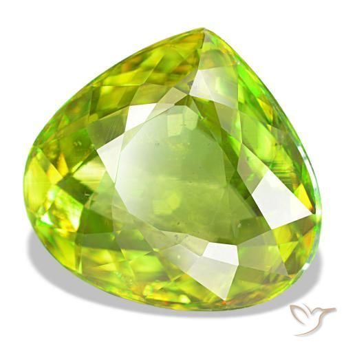 8.29캐럿 천연 밝은 그린 스펜(티타나이트), 배 모양, 13.9×12.8 mm, VS