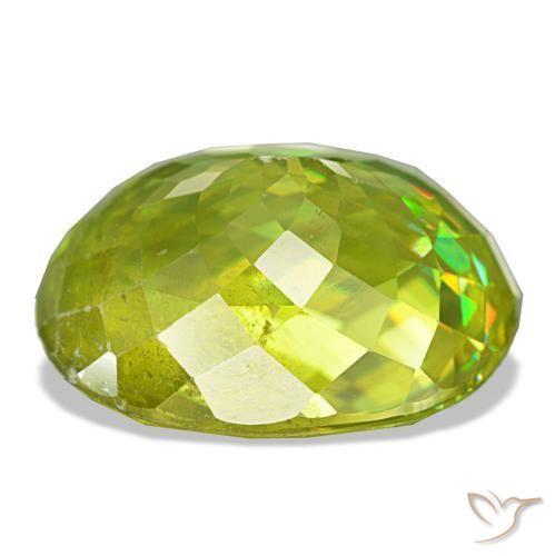 9.05캐럿 천연 밝은 그린 스펜(티타나이트), 타원형 컷, 13.9×11.3 mm, VS