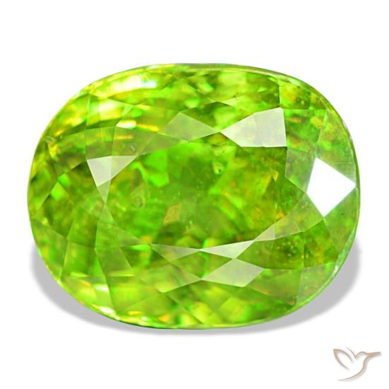 8.35캐럿 천연 Medium Light-Green 스펜(티타나이트), 타원형 컷, 12.6×10 mm, VS