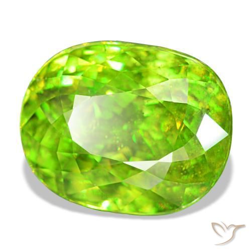 8.35캐럿 천연 Medium Light-Green 스펜(티타나이트), 타원형 컷, 12.6×10 mm, VS